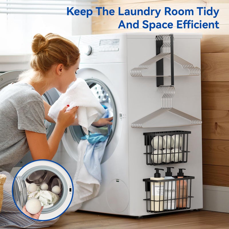 Detukna Magnetic Dryer Ball Holder and Magnetic Hanger Holder for Laundry Room Organization and Storage  Magnetic Lint Bin for Laundry Room  Iron Basket Dryer Ball Container for Laundry Room Storage (Black) - Image 5